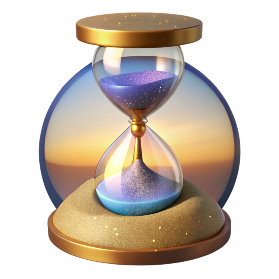 elegant traditional Hourglass on Beach Sand Isolated detailed png