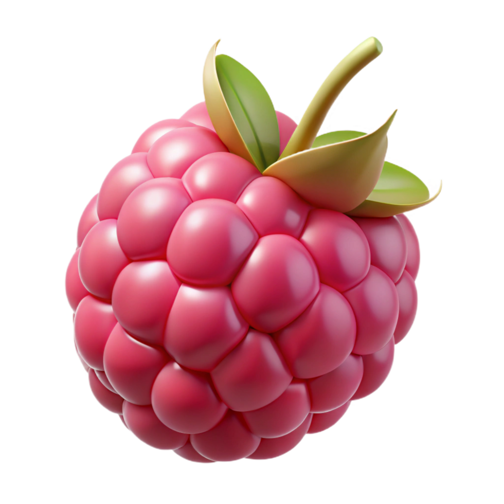 exquisite geometric Freshly picked raspberry with stem NO BACKGROUND with Transparent Background. luxury png