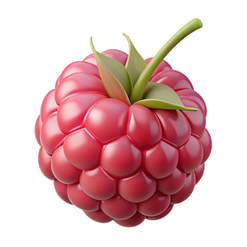 pristine dynamic abstract Freshly picked raspberry with stem NO BACKGROUND with Transparent Background. 8K png