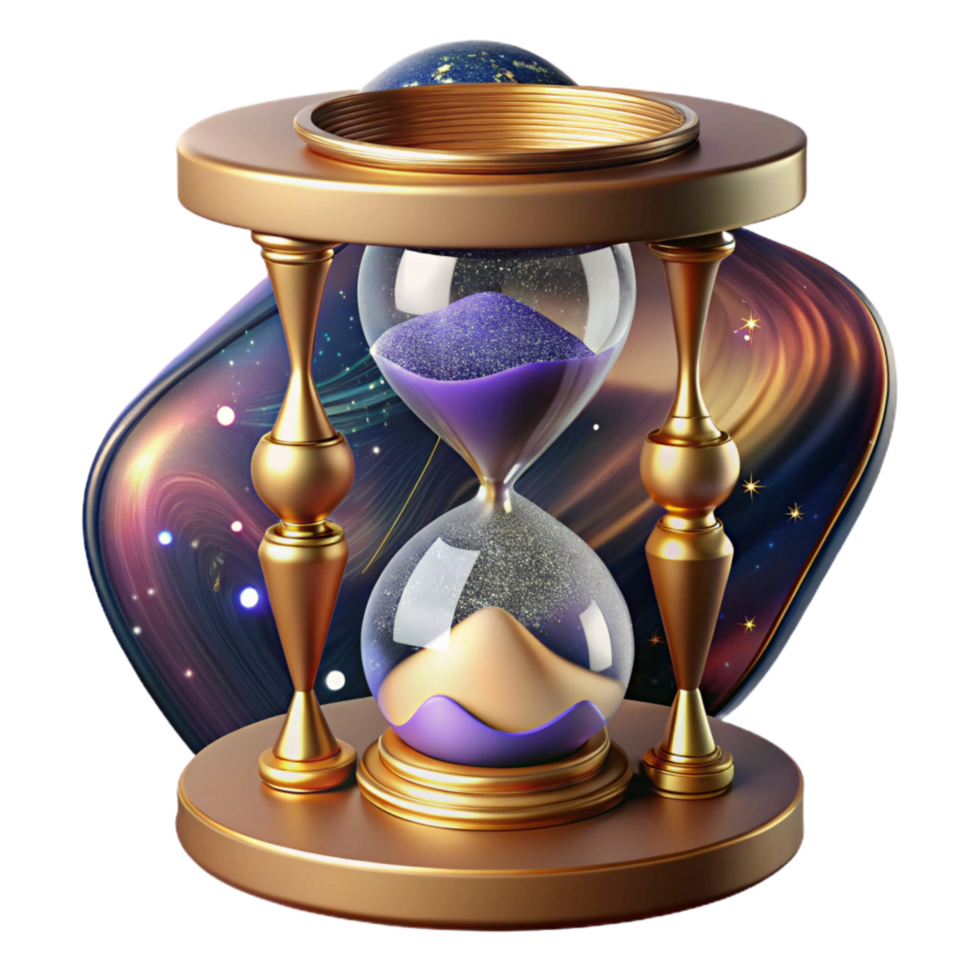 vibrant creative Hourglass on Wooden Table Isolated Element detailed png