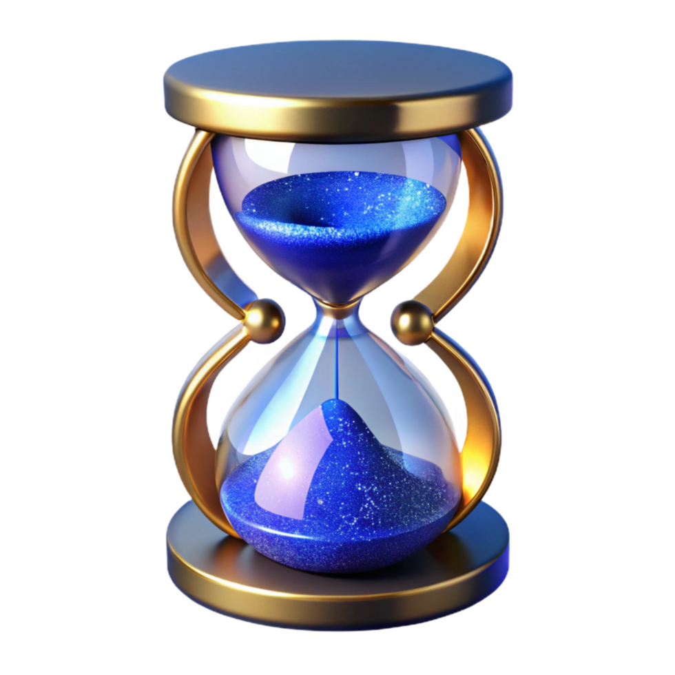 elegant minimalist Hourglass with Blue Sand Isolated Element authentic png