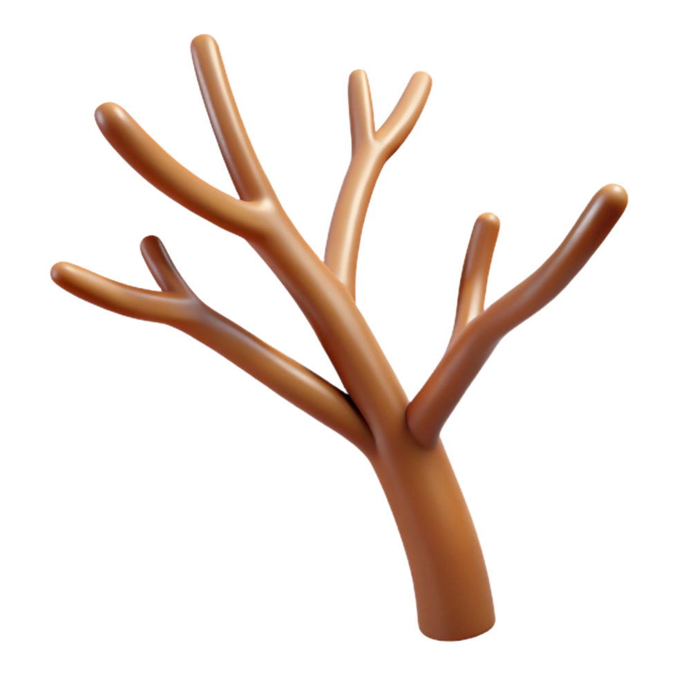 gorgeous reflective futuristic Single brown tree branch NO BACKGROUND with Transparent Background. museum quality png