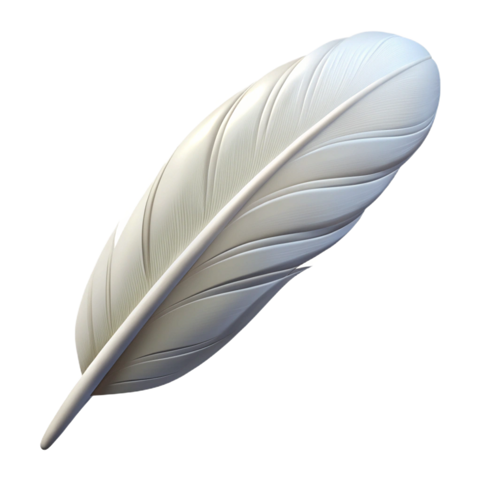 mesmerizing distinctive One white feather NO BACKGROUND with Transparent Background. png