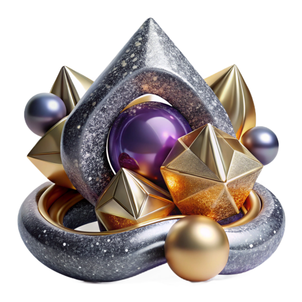 beautiful abstract Impossible Figure Transparent Background with Metallic Texture high quality png