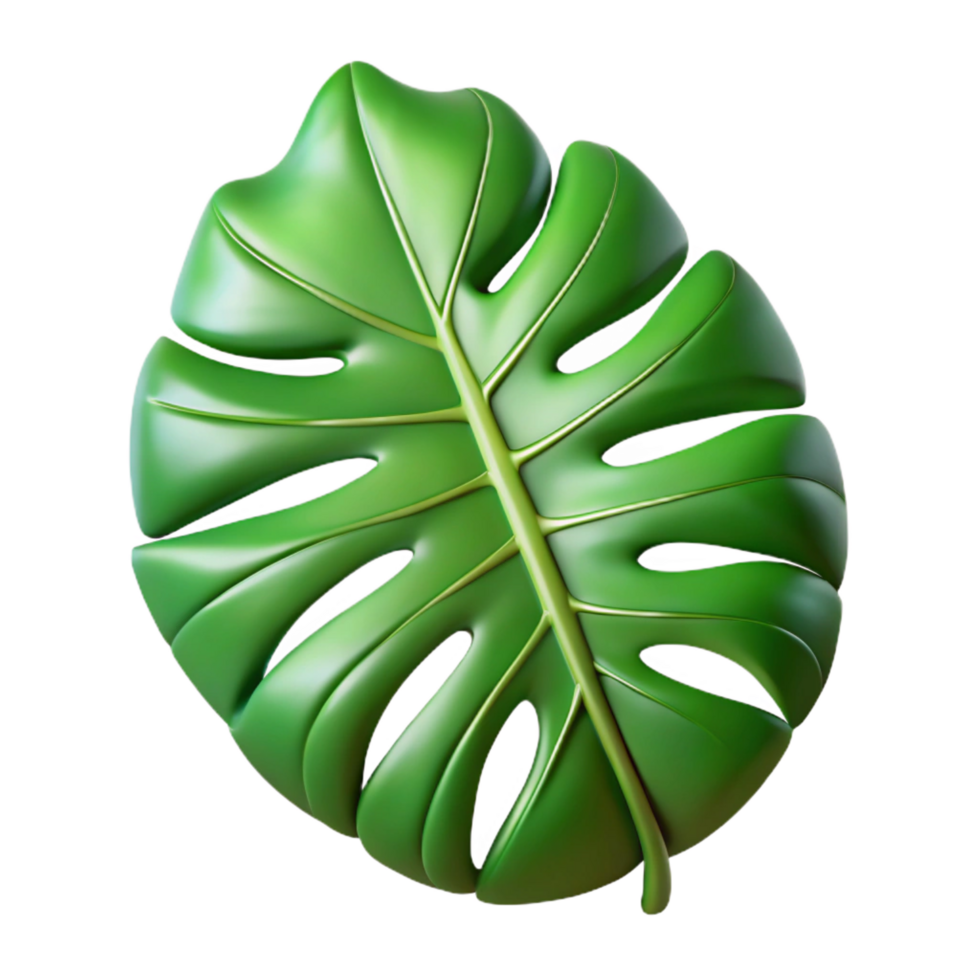 joyful stunning Large green monstera leaf NO BACKGROUND with Transparent Background. 8K png