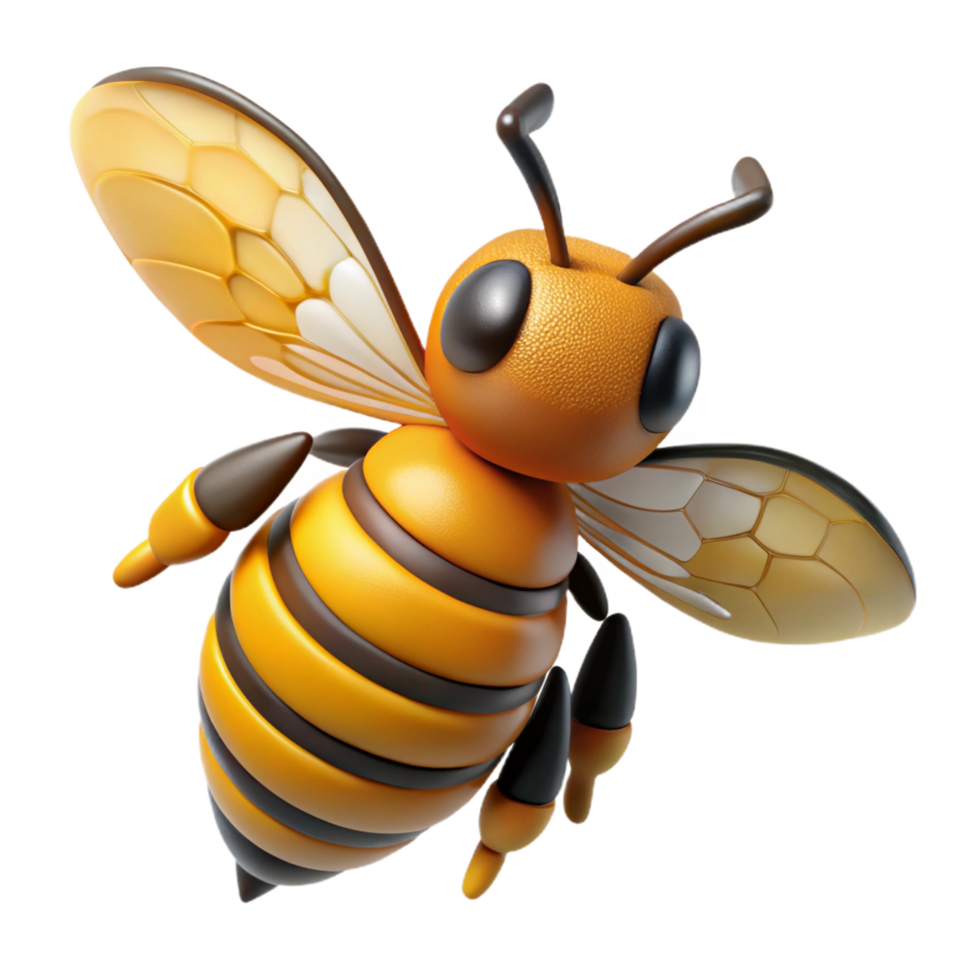fascinating notable Close-up of a honeybee NO BACKGROUND with Transparent Background. png