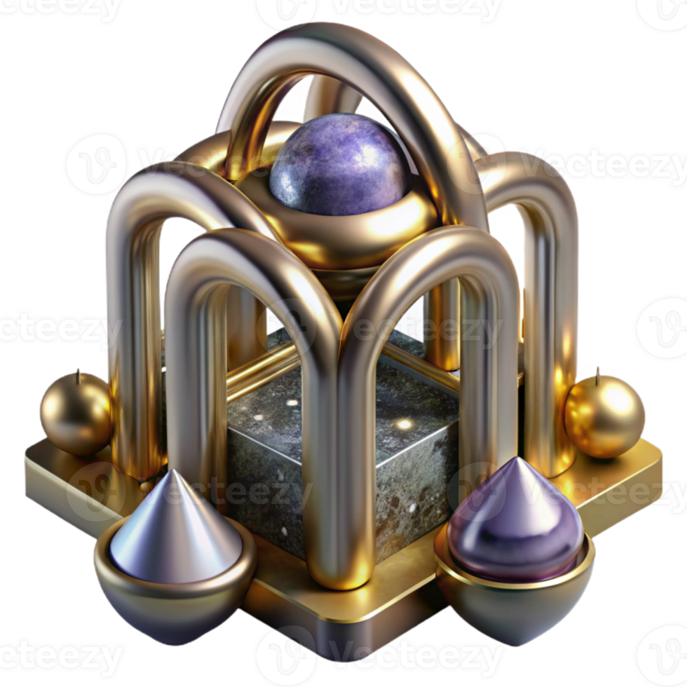 wonderful rustic Impossible Structure Transparent Background with Metallic Finish png
