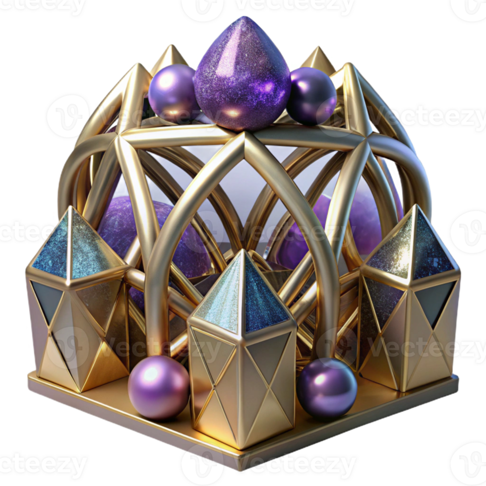 beautiful traditional Impossible Structure Transparent Background with Metallic Finish professional png