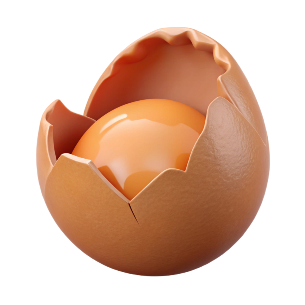 enchanting contemporary Single cracked eggshell NO BACKGROUND with Transparent Background. artisan png