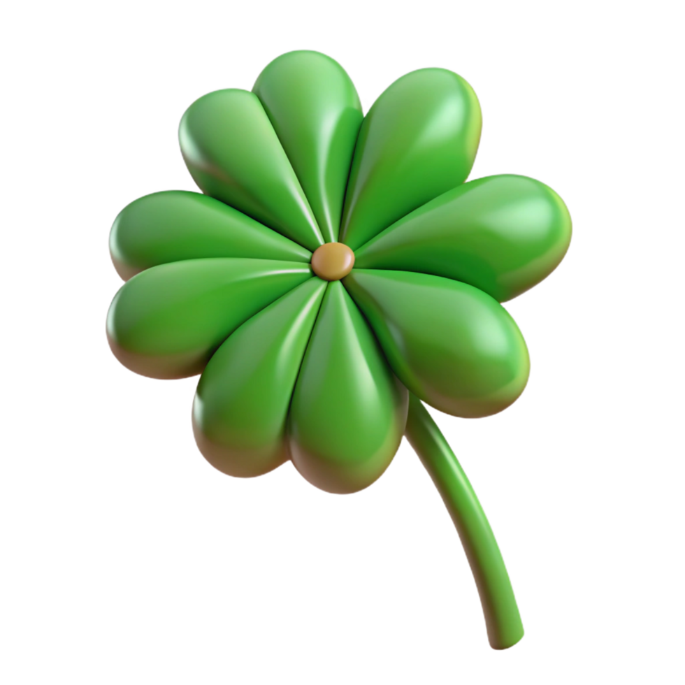 splendid rare Single four-leaf clover NO BACKGROUND with Transparent Background. png
