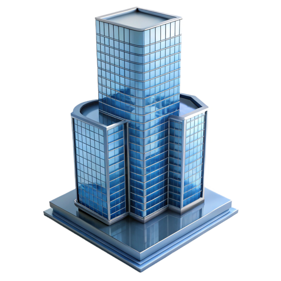 melancholic mesmerizing Modern skyscraper, glass and steel, NO BACKGROUND with Transparent Background. high quality png