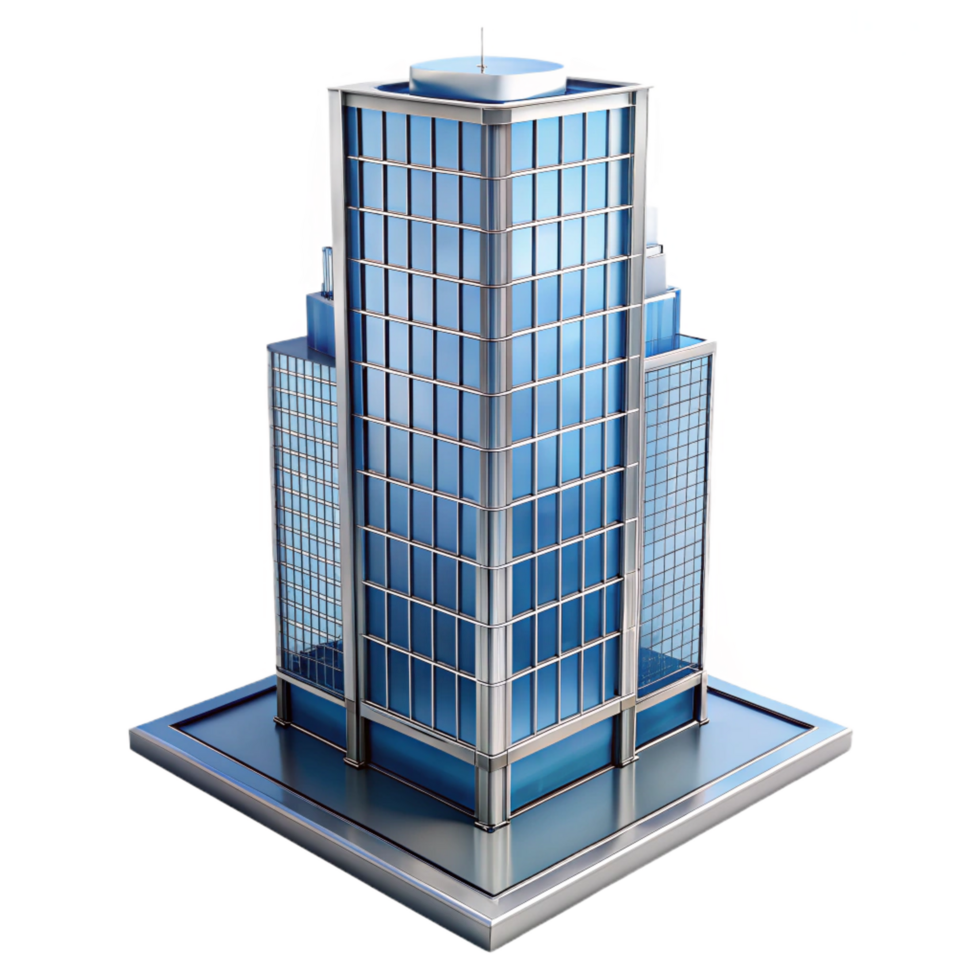 stunning inspired Modern skyscraper, glass and steel, NO BACKGROUND with Transparent Background. png