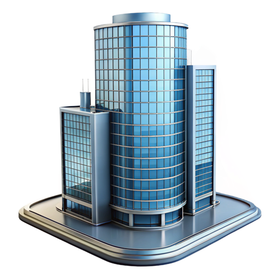 glorious minimalist Modern skyscraper, glass and steel, NO BACKGROUND with Transparent Background. artisan png