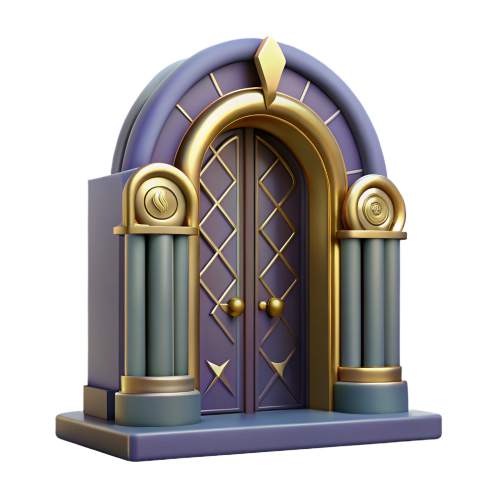 exemplary classic Art Deco doorway, ornate details, NO BACKGROUND with Transparent Background. 8K png
