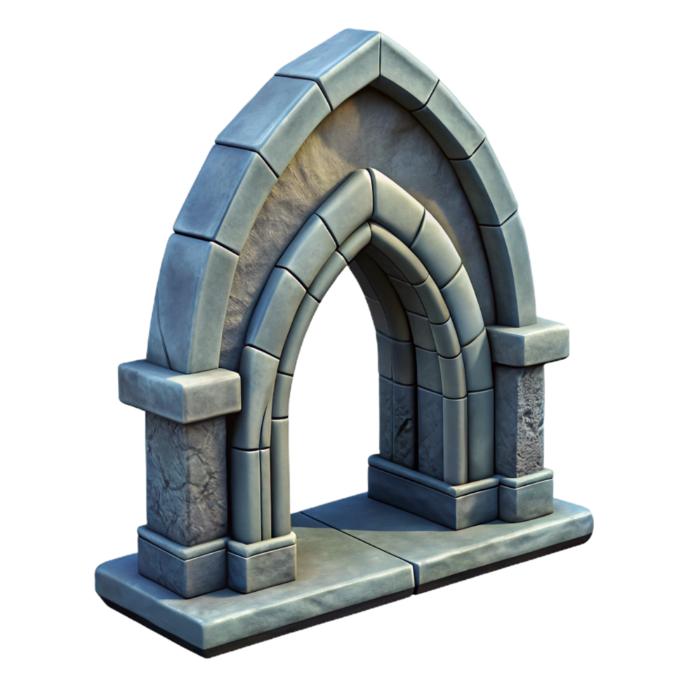 vibrant distinguished Gothic arch, stone, weathered, NO BACKGROUND with Transparent Background. png