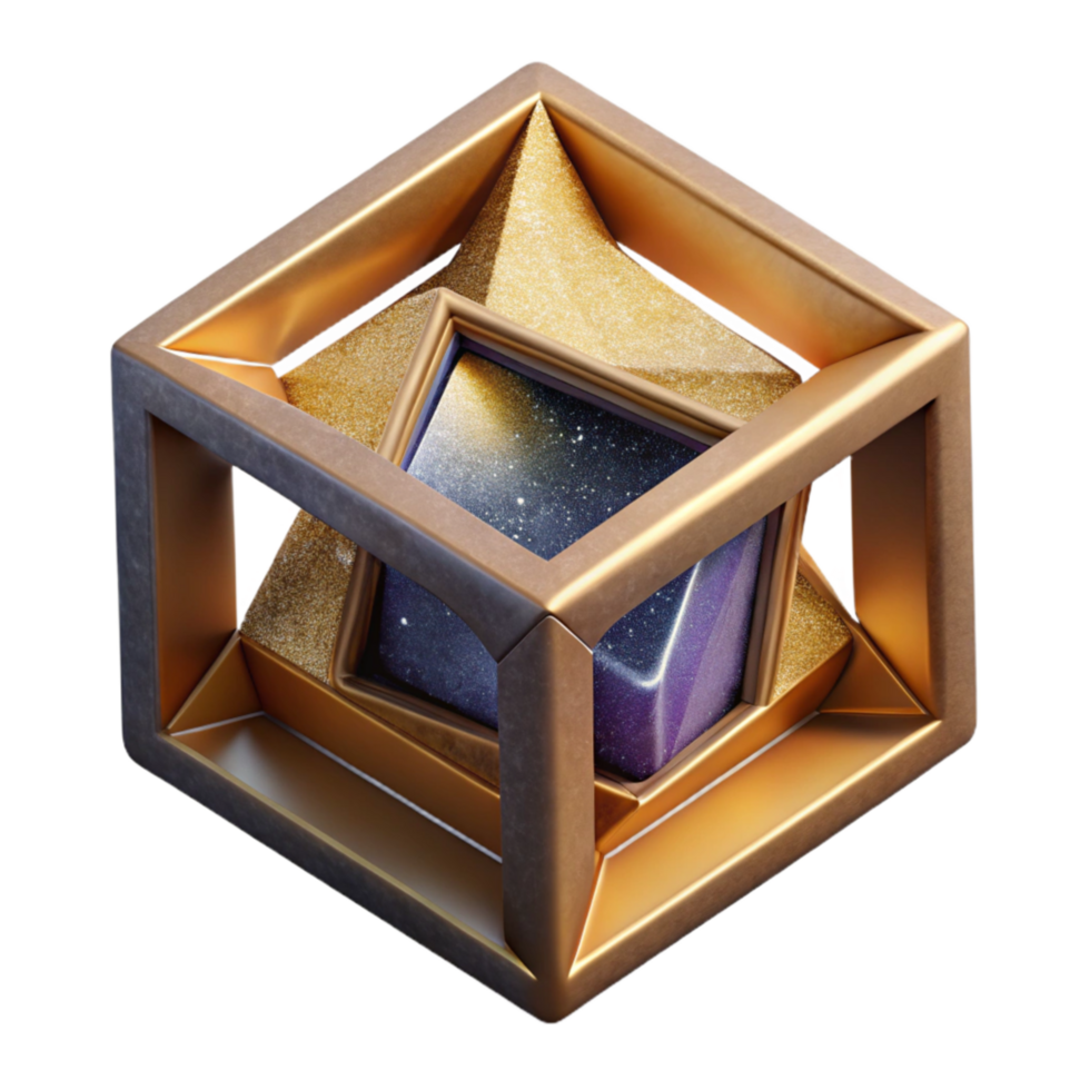 impressive contemporary Isometric Abstract Cube Structure Cutout Element high quality png