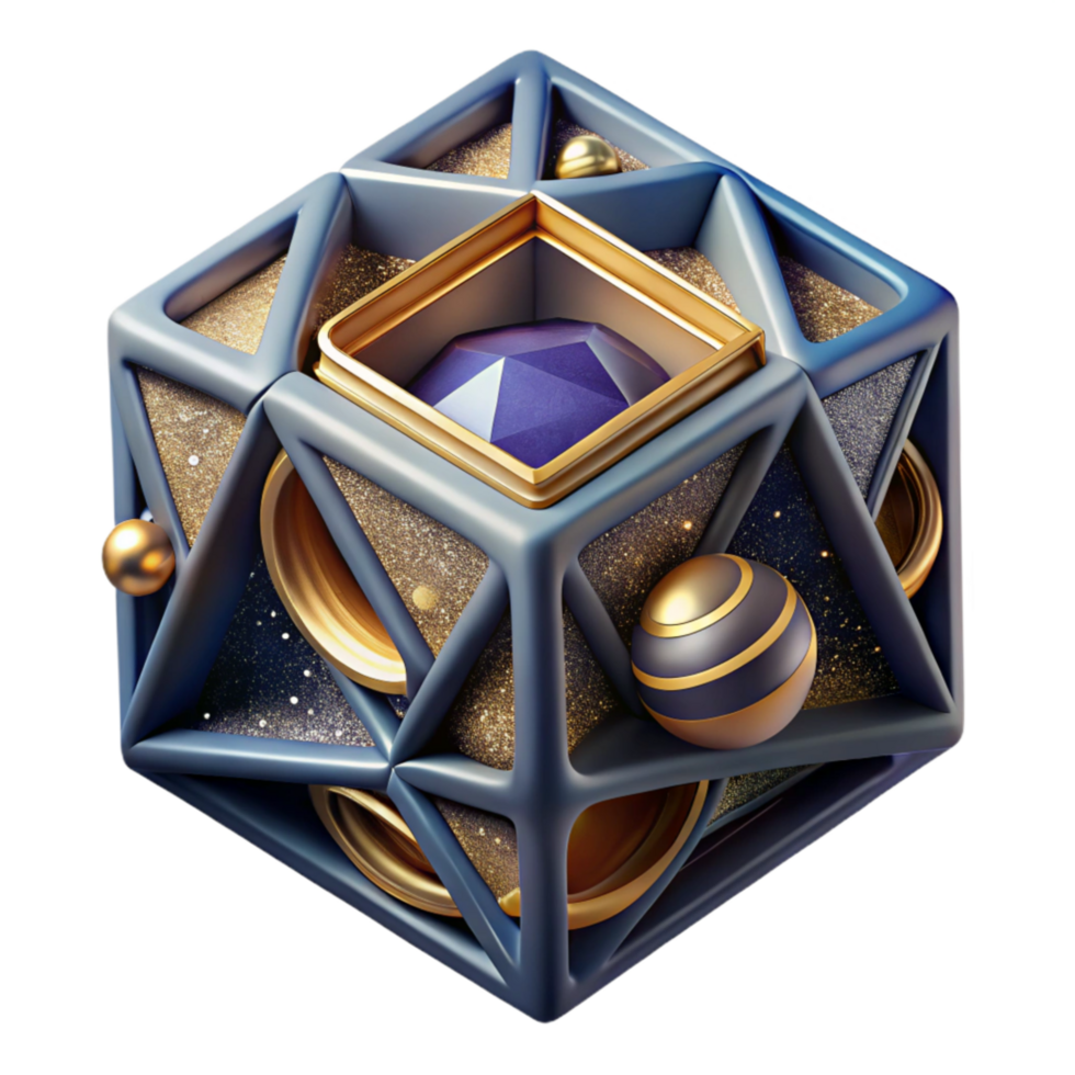 stunning artistic Isometric Abstract Cube Structure Cutout Element premium png