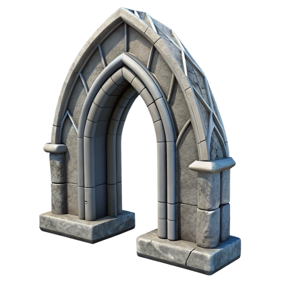 mesmerizing art deco Gothic arch, stone, weathered, NO BACKGROUND with Transparent Background. high quality png