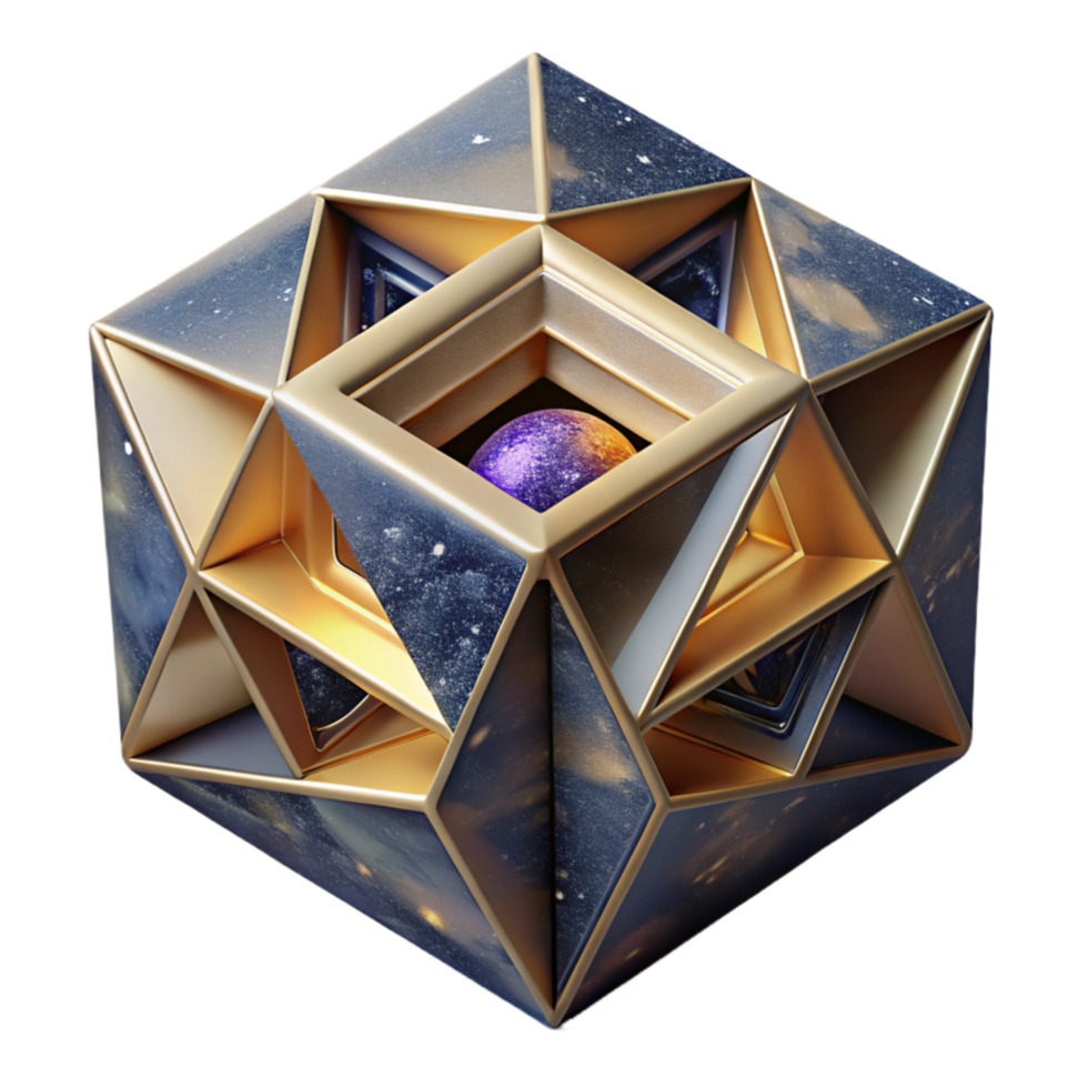 beautiful traditional Isometric Abstract Cube Structure Cutout Element exclusive png