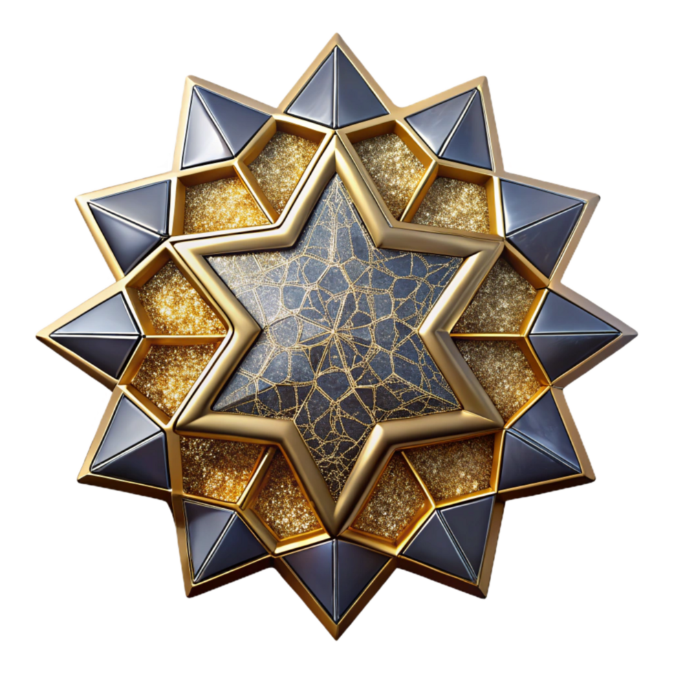 serene classic Islamic Mosaic Star Pattern Transparent Background premium png