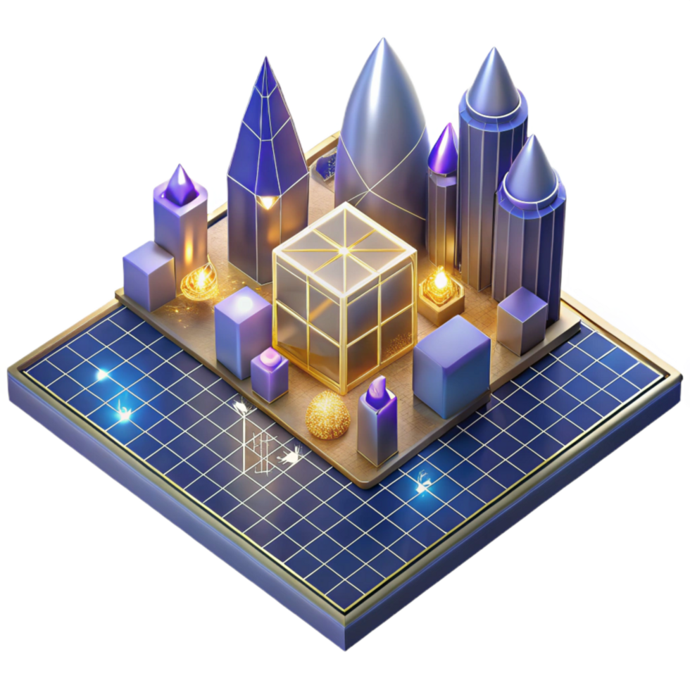 beautiful traditional Isometric Blueprint City Plan with Grid Lines Isolated premium png