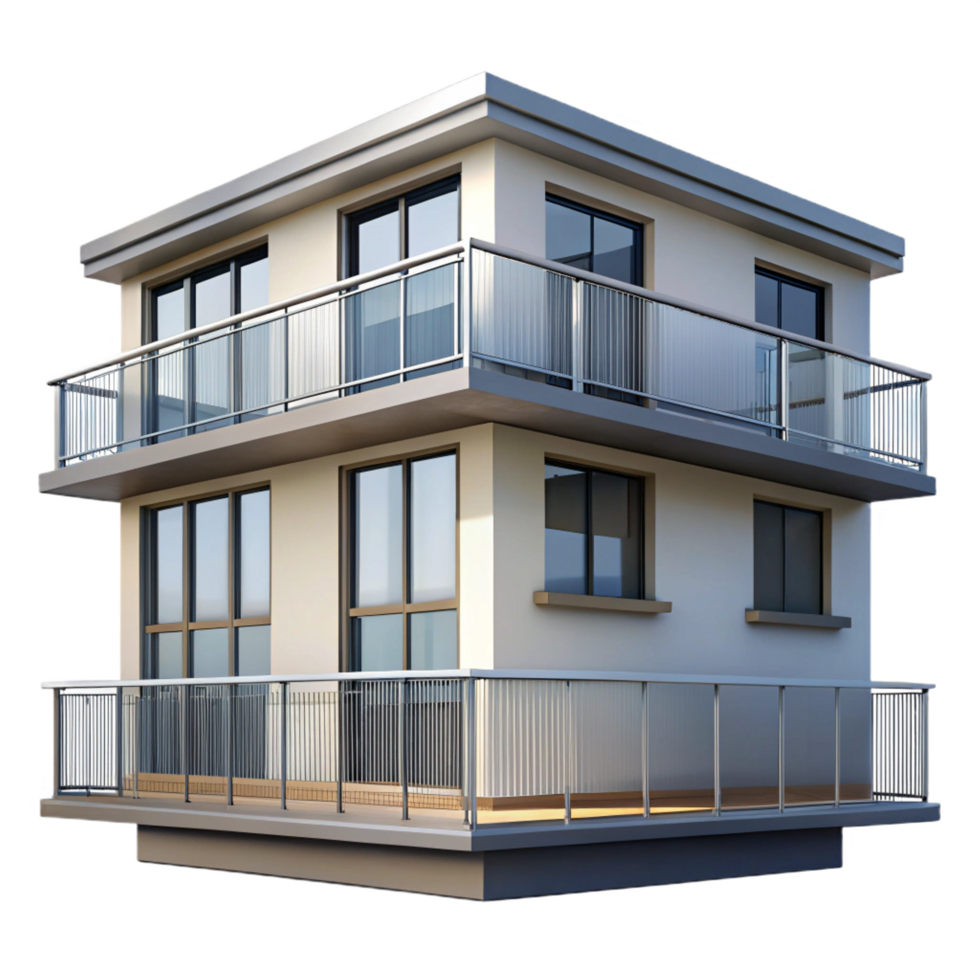 splendid energetic baroque Modern apartment building balcony, metal railing, NO BACKGROUND with Transparent Background. original png