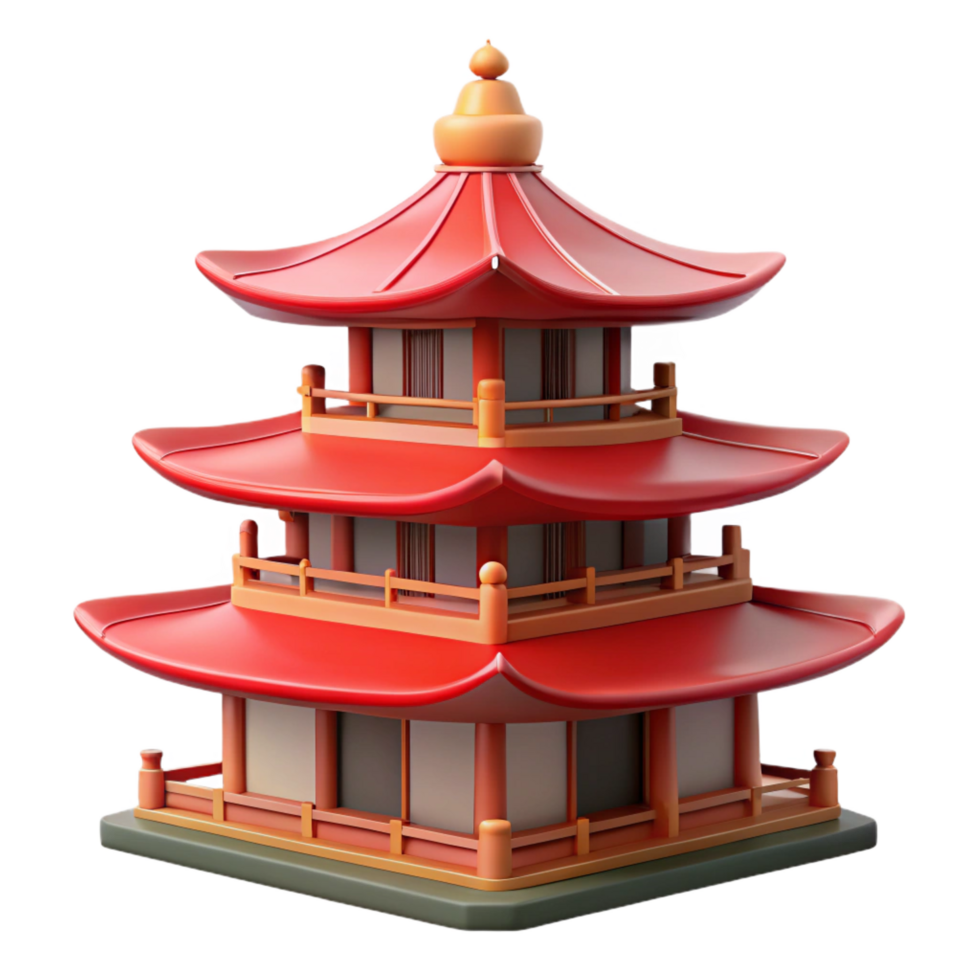 spectacular memorable Traditional Japanese pagoda, multiple tiers, NO BACKGROUND with Transparent Background. png