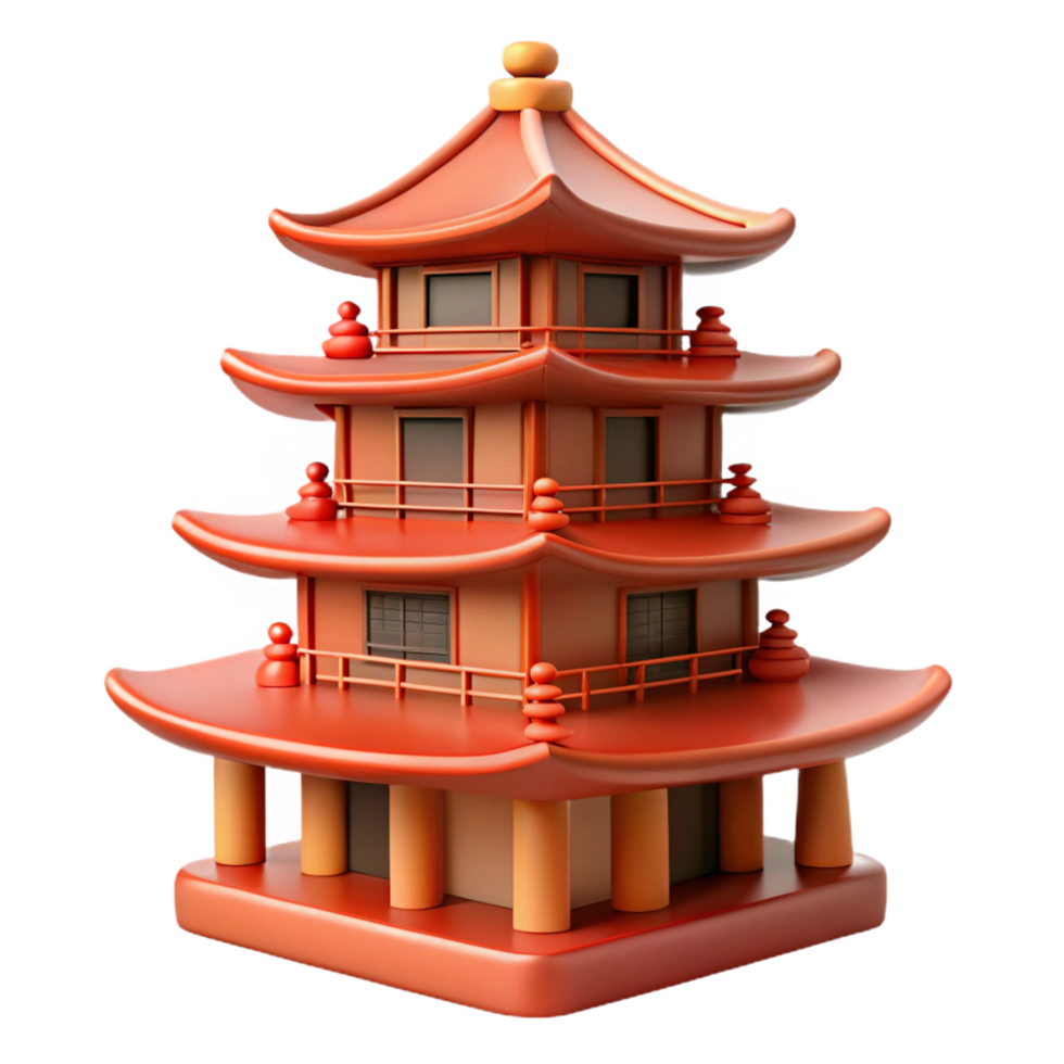 sumptuous mysterious minimalist Traditional Japanese pagoda, multiple tiers, NO BACKGROUND with Transparent Background. top-tier png