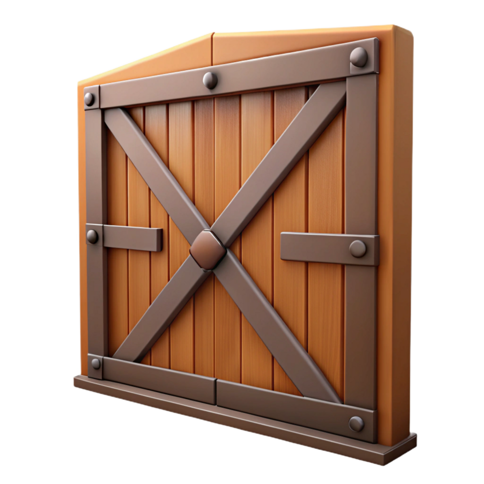 iconic geometric Barn door, sliding, wooden planks, NO BACKGROUND with Transparent Background. elite png