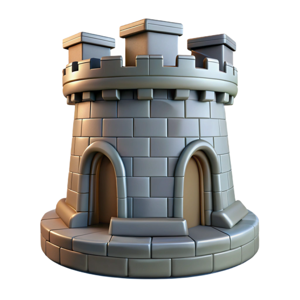 hypnotic industrial Castle turret, crenellated, stone, NO BACKGROUND with Transparent Background. masterfully captured png