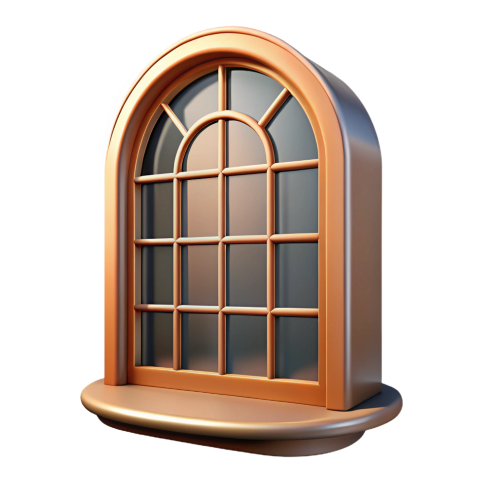 inspired bohemian Bay window, curved, multi-paned, NO BACKGROUND with Transparent Background. museum quality png