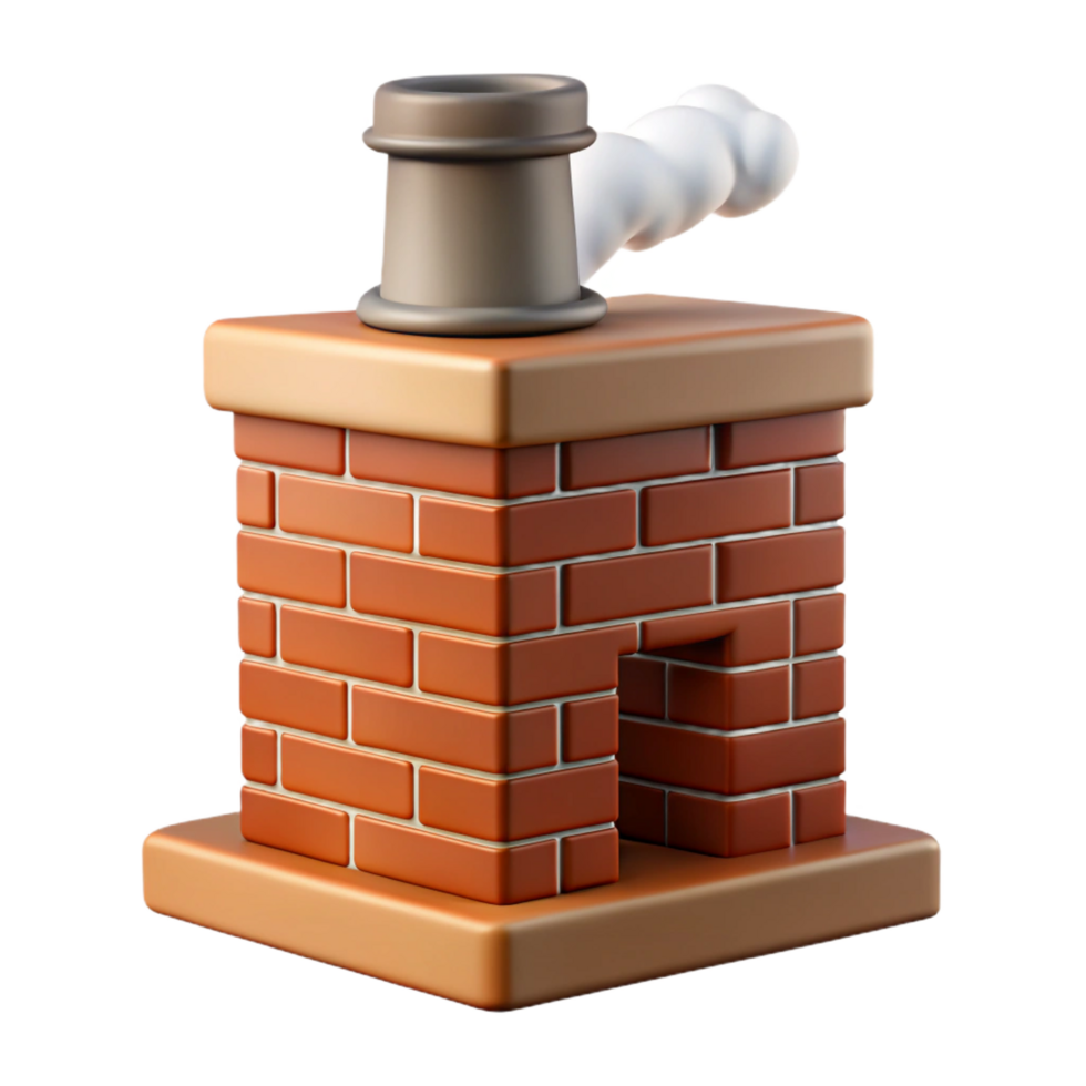 serene elegant Chimney, brick, smoking, NO BACKGROUND with Transparent Background. high quality png