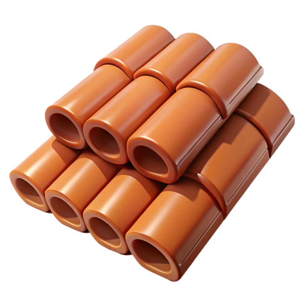immaculate energetic abstract Roof tiles, clay, overlapping, NO BACKGROUND with Transparent Background. precision png