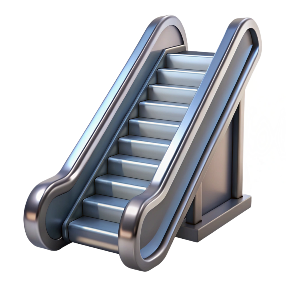 picturesque baroque Escalator steps, metal, moving, NO BACKGROUND with Transparent Background. precision png