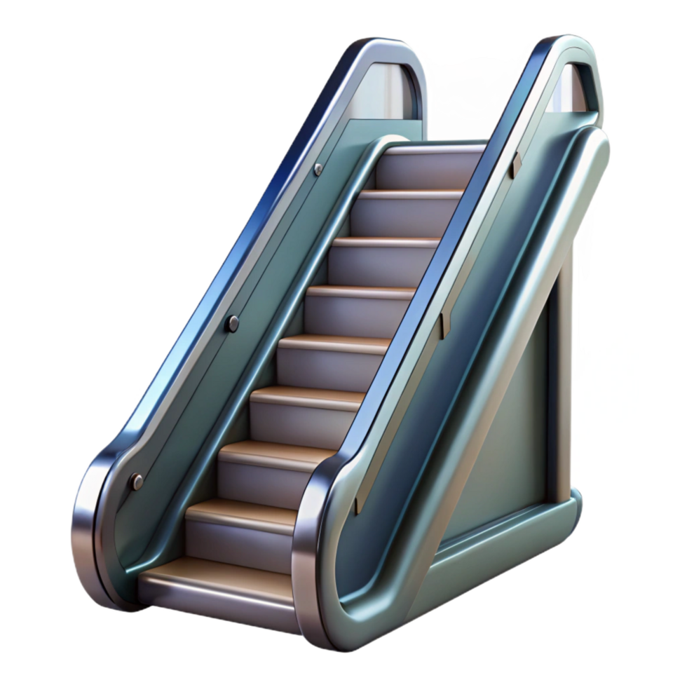 spectacular quintessential Escalator steps, metal, moving, NO BACKGROUND with Transparent Background. png