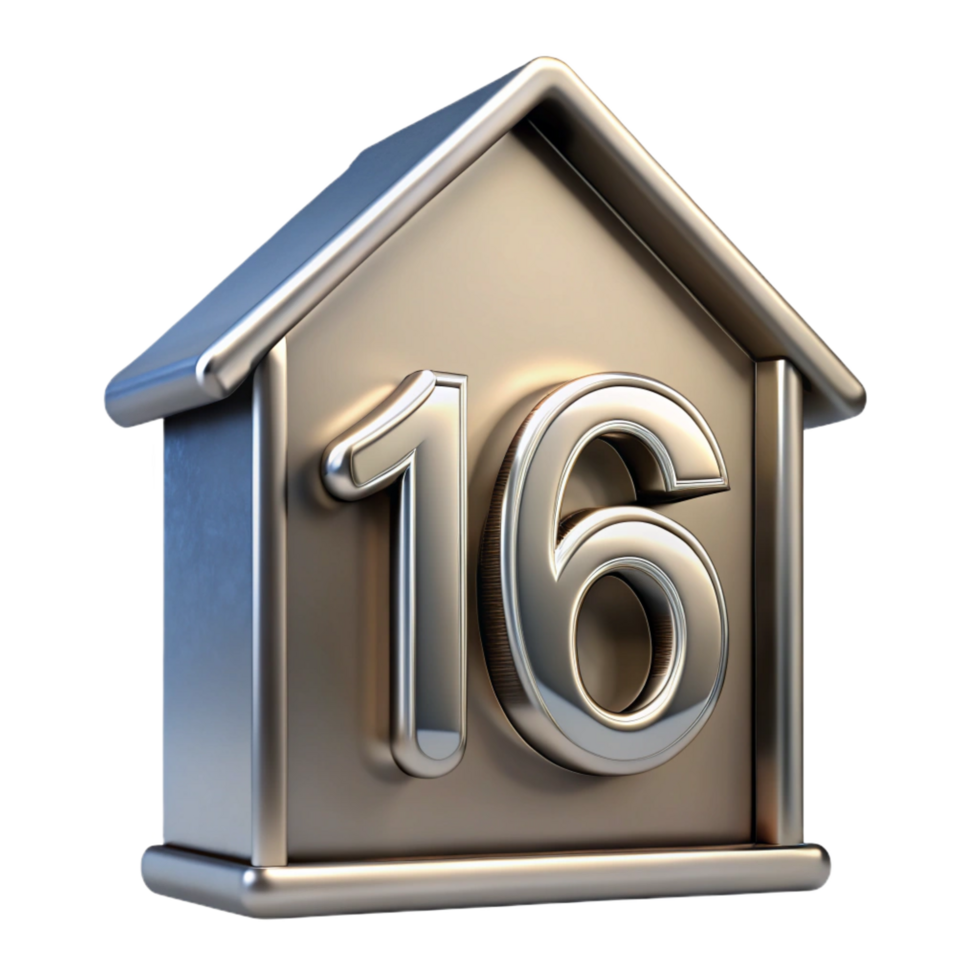 playful splendid House number plaque, metal, address numerals, NO BACKGROUND with Transparent Background. exclusive png