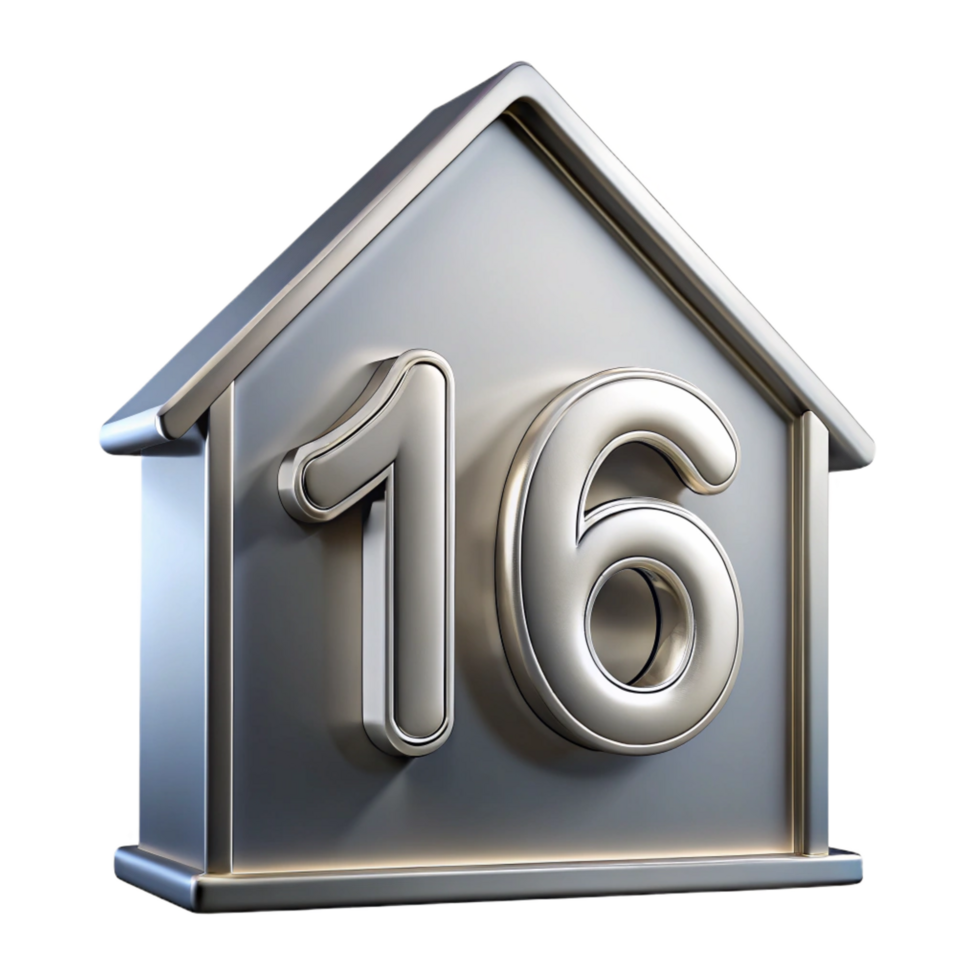 sumptuous tropical House number plaque, metal, address numerals, NO BACKGROUND with Transparent Background. original png