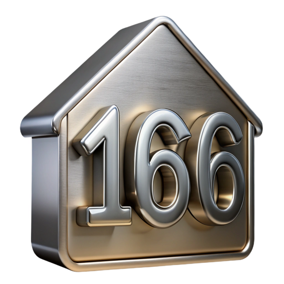 intense beautiful House number plaque, metal, address numerals, NO BACKGROUND with Transparent Background. artisan png