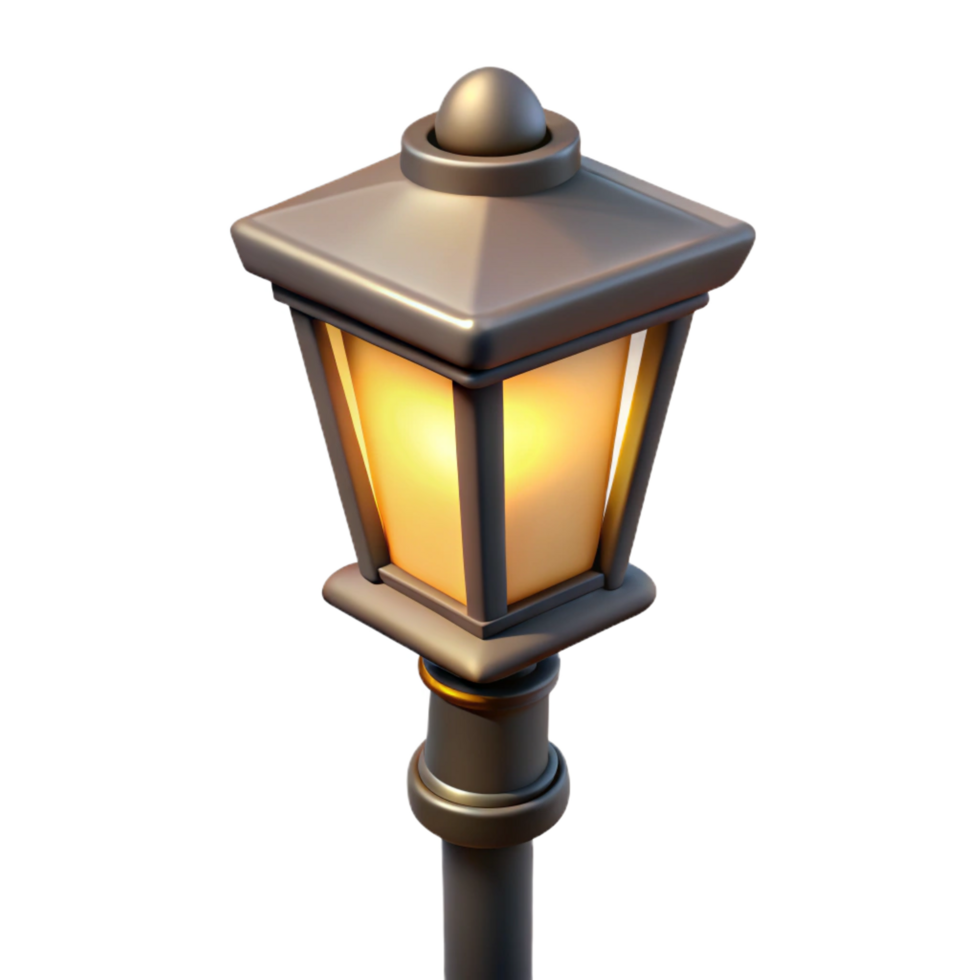 energetic impressive Street light, lamppost, illuminated, NO BACKGROUND with Transparent Background. detailed png