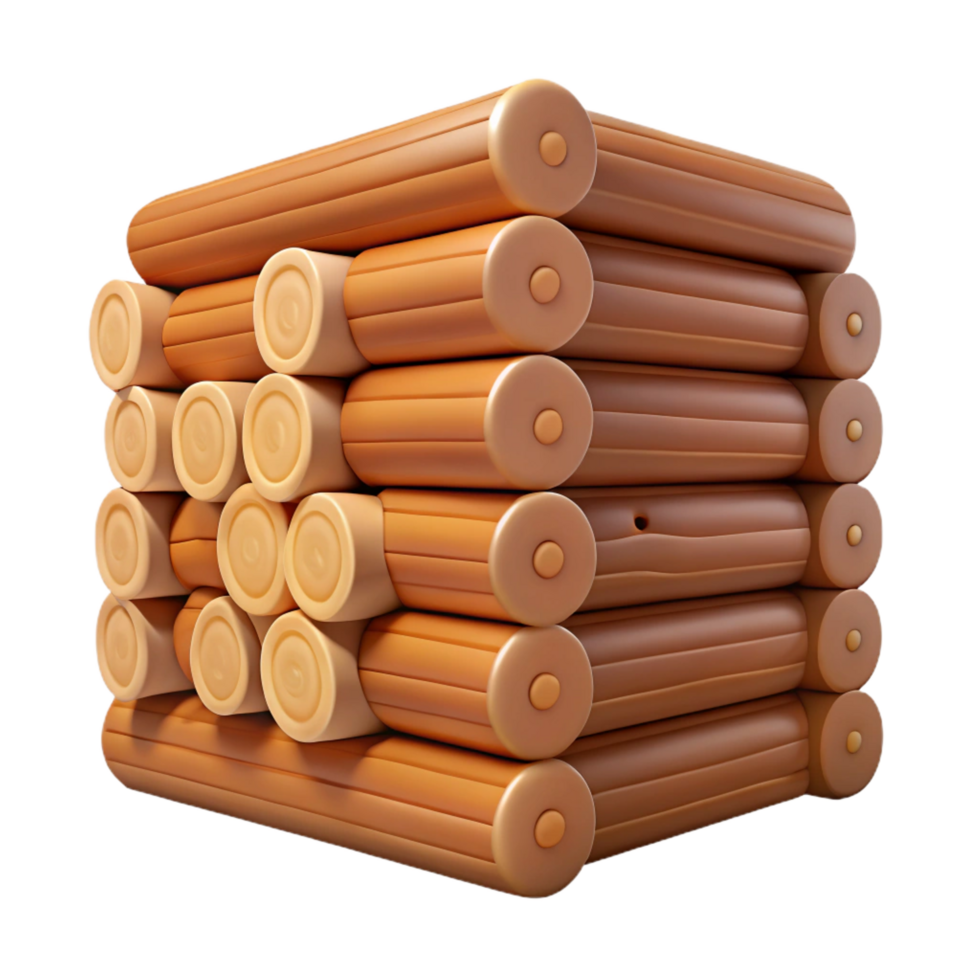 romantic spectacular Log cabin wall, stacked logs, rustic, NO BACKGROUND with Transparent Background. refined png