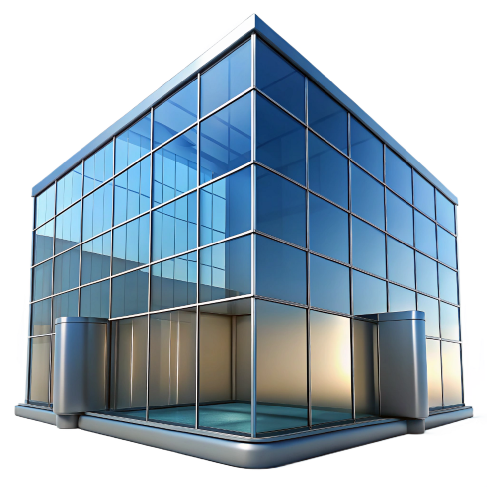 hypnotic iconic Glass facade, reflective, modern, NO BACKGROUND with Transparent Background. png