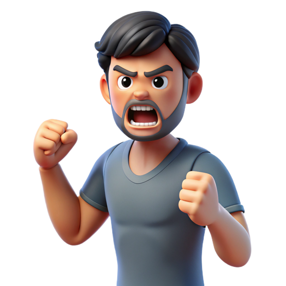 fascinating sought-after Angry man, clenched fist, gritted teeth, NO BACKGROUND with Transparent Background. png