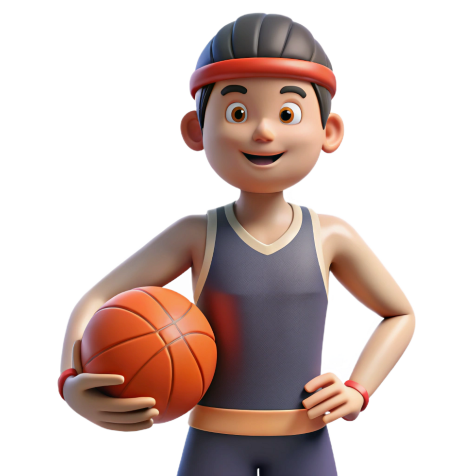 picturesque bold retro Athlete, sportswear, holding basketball, NO BACKGROUND with Transparent Background. studio quality png
