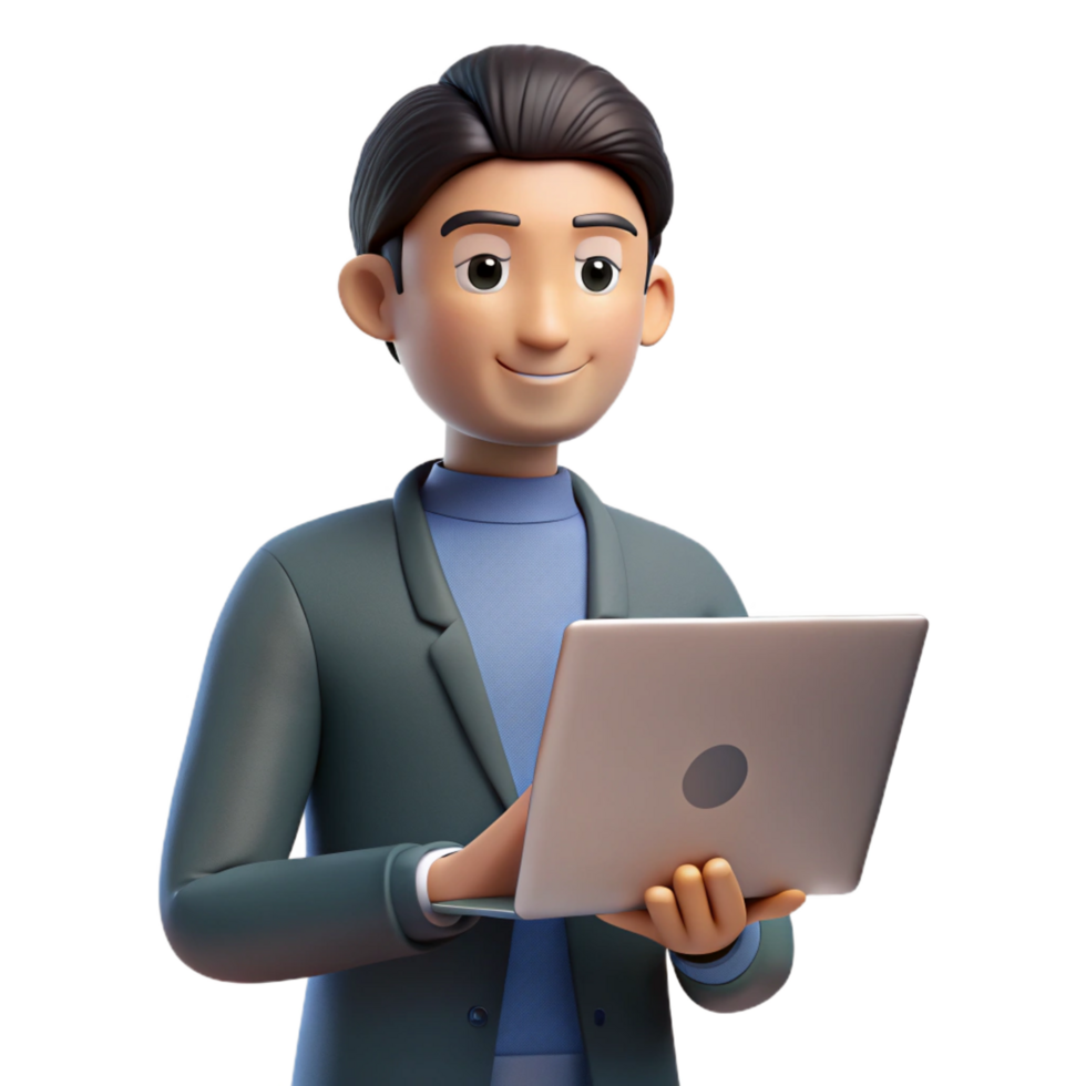 pristine standout Programmer, laptop, focused expression, NO BACKGROUND with Transparent Background. png