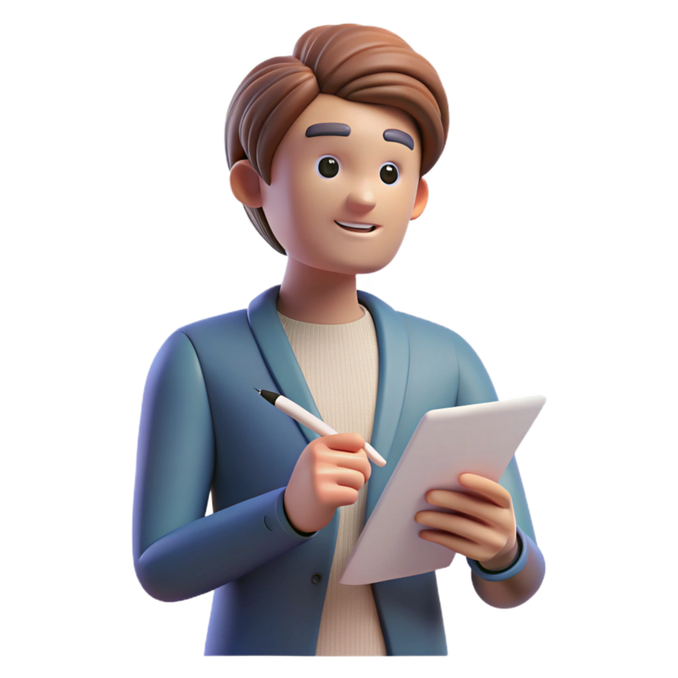 peaceful gorgeous Writer, pen and paper, thoughtful expression, NO BACKGROUND with Transparent Background. crisp png