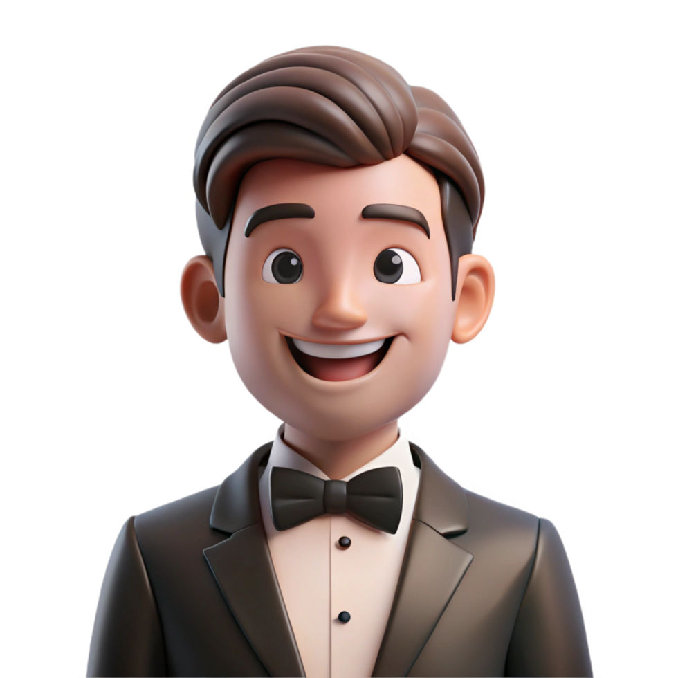 melancholic picturesque Groom, tuxedo, smiling, NO BACKGROUND with Transparent Background. handcrafted png