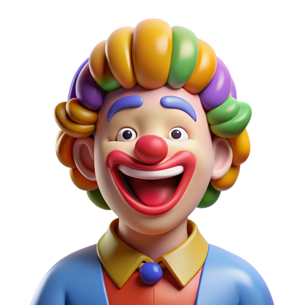 timeless coastal Clown, colorful makeup, big smile, NO BACKGROUND with Transparent Background. elite png