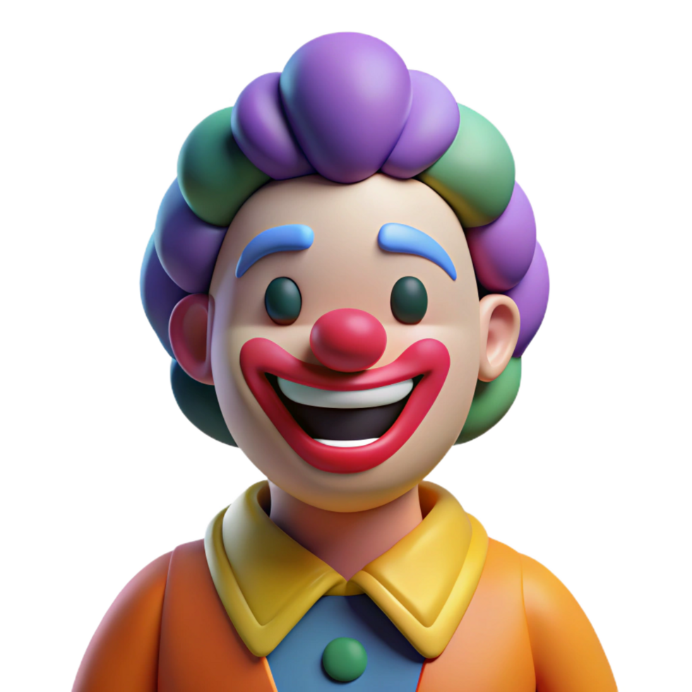 elegant passionate gothic Clown, colorful makeup, big smile, NO BACKGROUND with Transparent Background. perfect clarity png