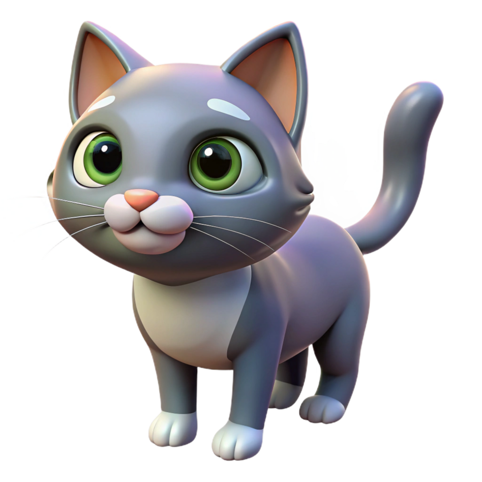 striking energetic contemporary Cat, curious expression, NO BACKGROUND with Transparent Background. 4K png
