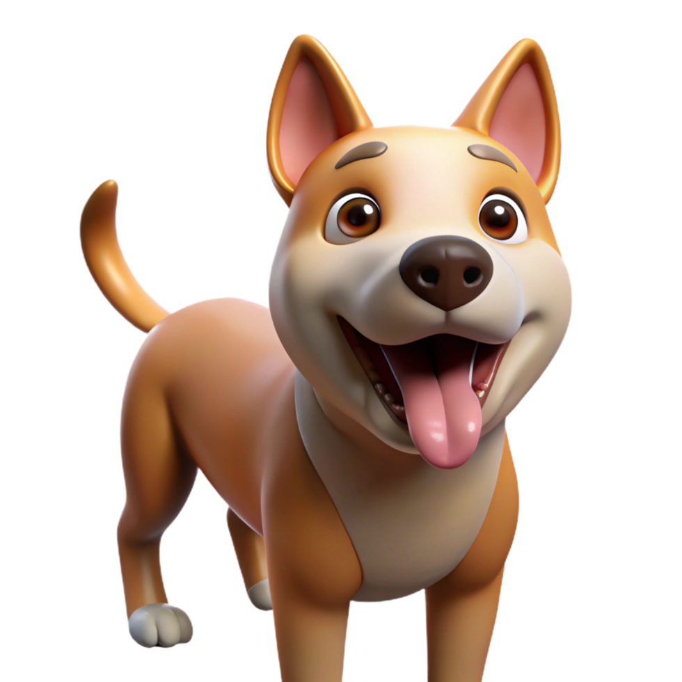 magnificent whimsical rustic Dog, panting, happy expression, NO BACKGROUND with Transparent Background. 4K png